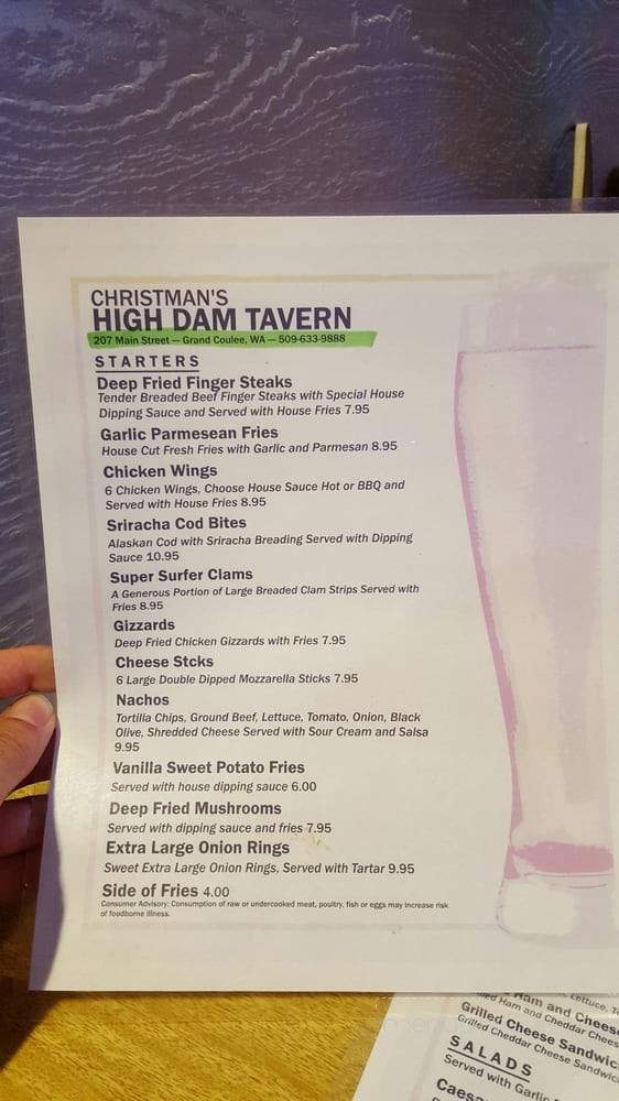 The Hi Dam Tavern - Grand Coulee, WA menu_pic