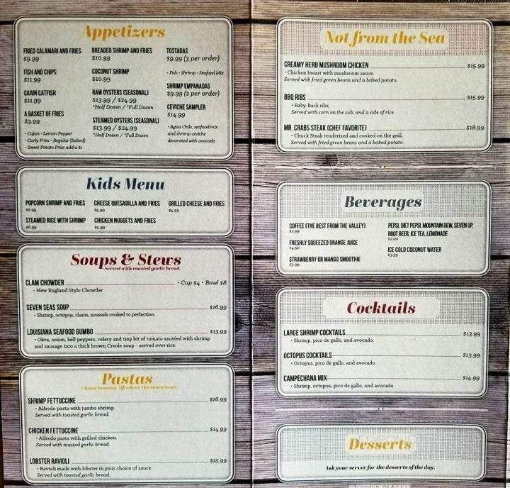 Mrs. Crabs Boiling Pot Seafood Restaurant - Walla Walla, WA menu_pic