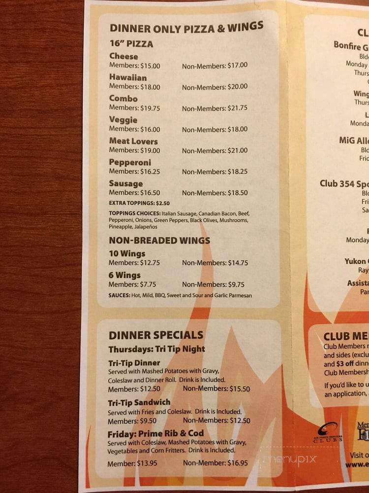 Bonfire Grille and Restaurant - Eielson AFB, AK menu_pic