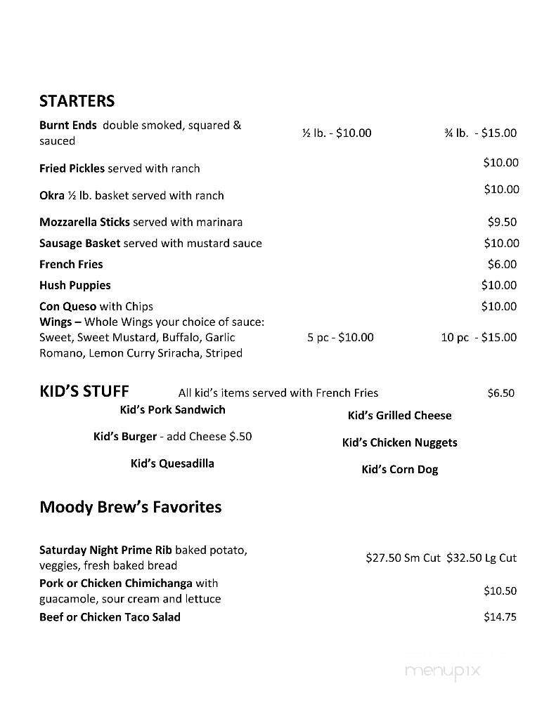 Moody Brews BBQ & Catering - North Pole, AK menu_pic