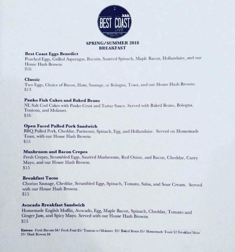 Best Coast Cafe - Corner Brook, NL menu_pic