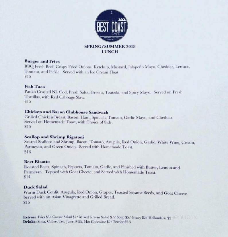 Best Coast Cafe - Corner Brook, NL menu_pic