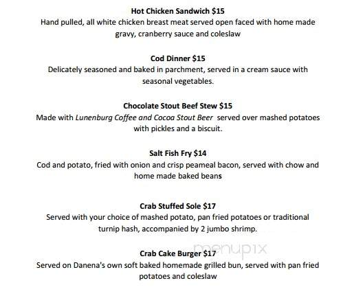 Danena's - Dingwall, NS menu_pic