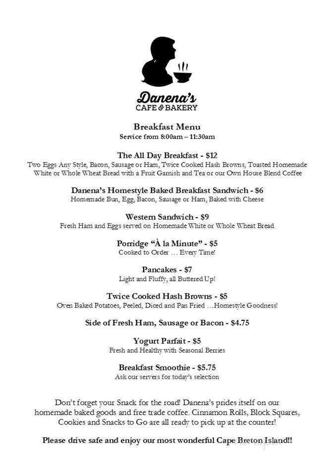 Danena's - Dingwall, NS menu_pic