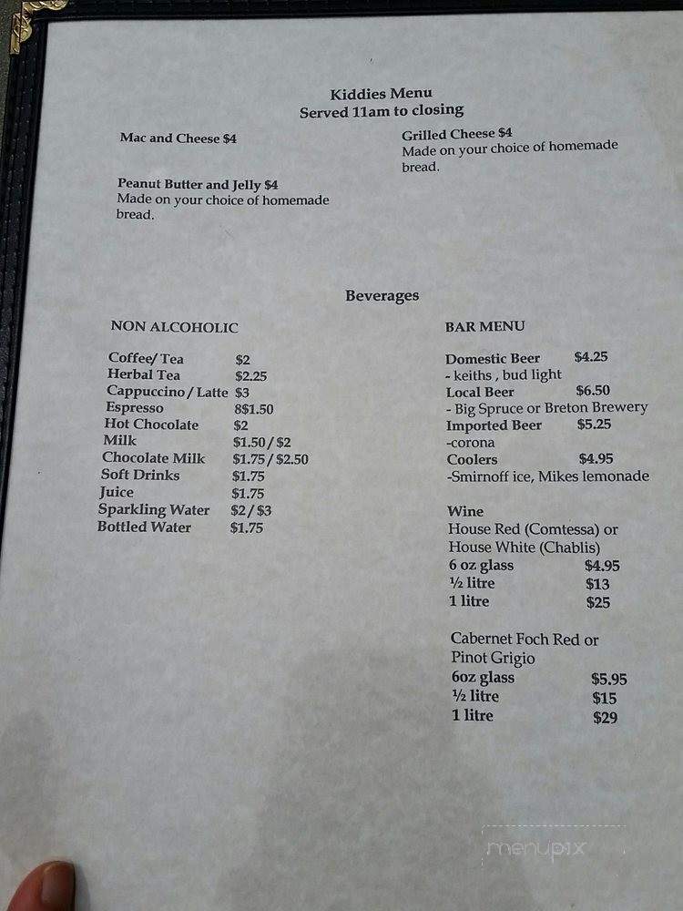 The Clucking Hen Cafe - Victoria County, NS menu_pic