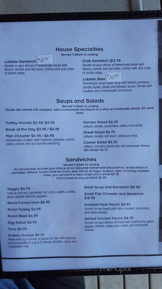 The Clucking Hen Cafe - Victoria County, NS menu_pic