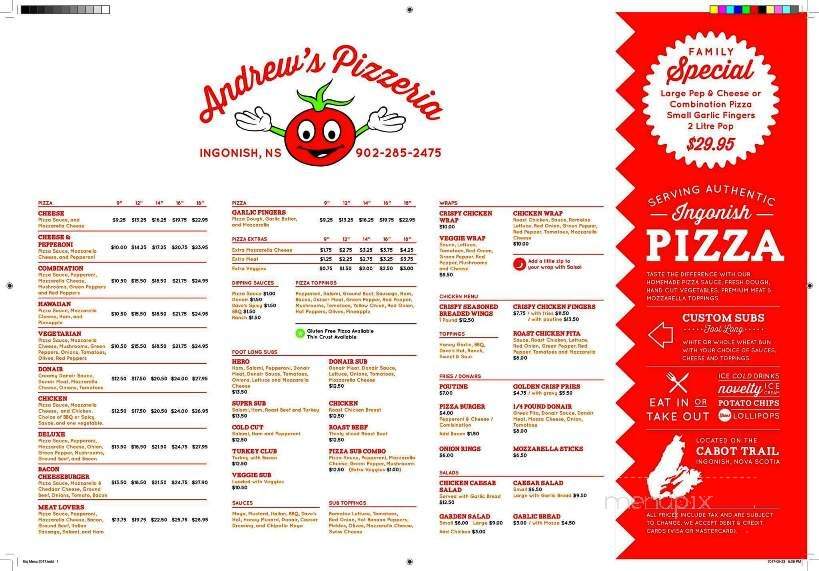 Andrew's Pizzeria - Ingonish, NS menu_pic