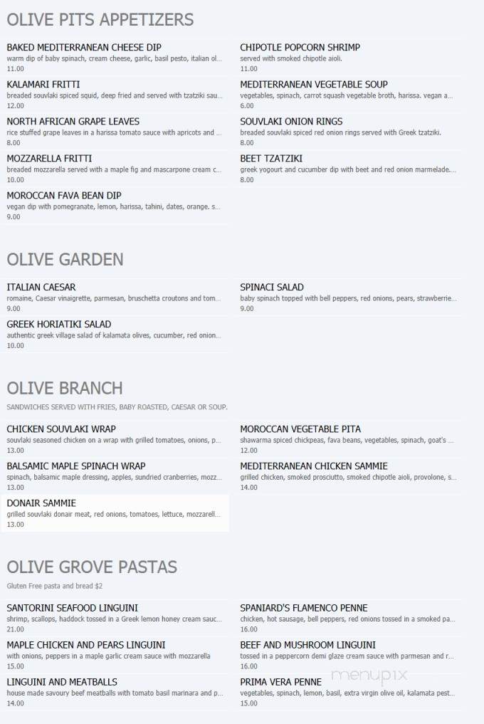 The Olive Tree - Sydney, NS menu_pic