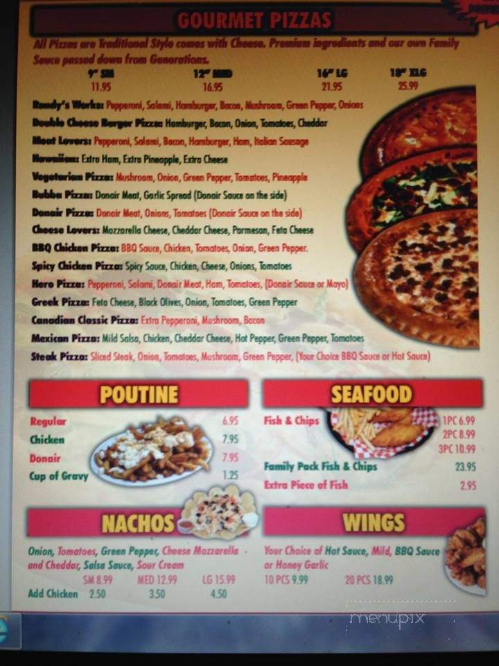 Randy's Pizza - Wellington, PE menu_pic