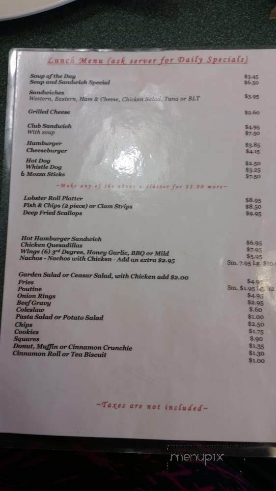 Star Cafe - Summerside, PE menu_pic