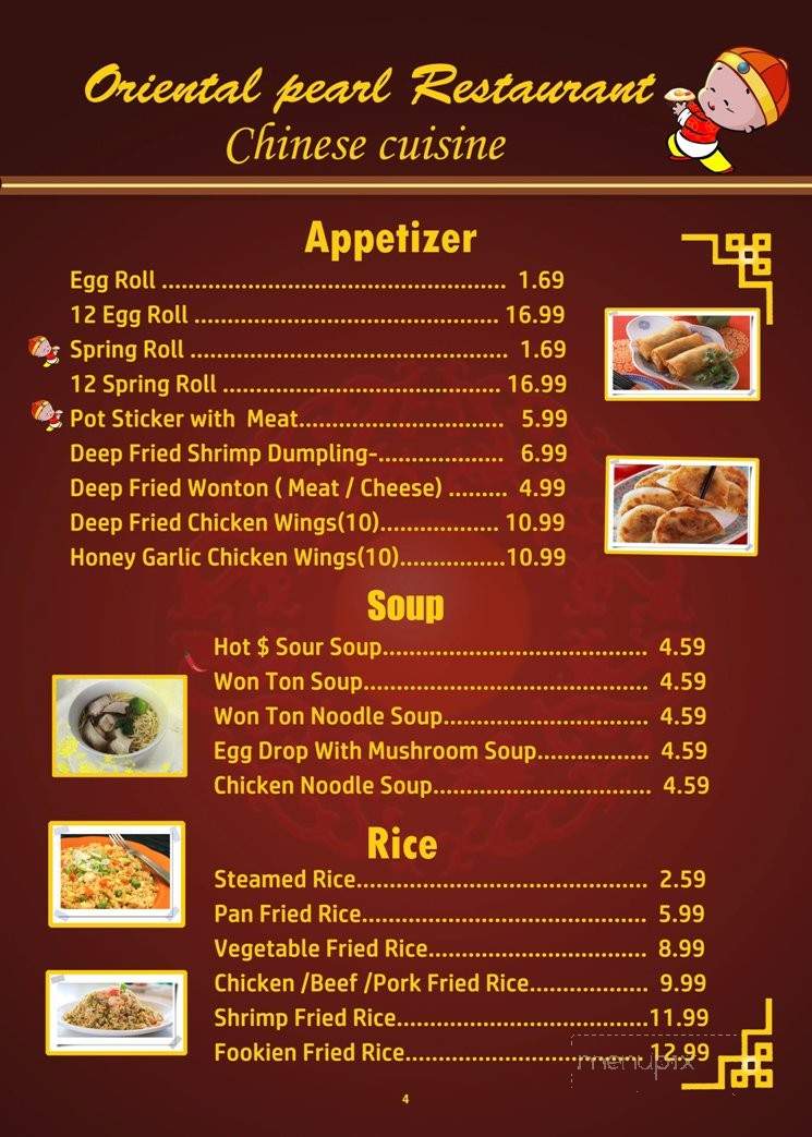 Menu of Oriental Pearl Restaurant in Fredericton, NB E3B 0K5