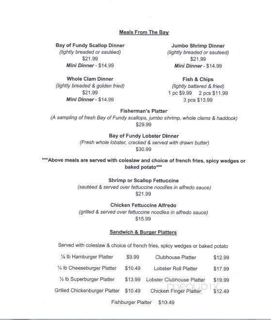 Harbour View Market & Restaurant - Alma, NB menu_pic
