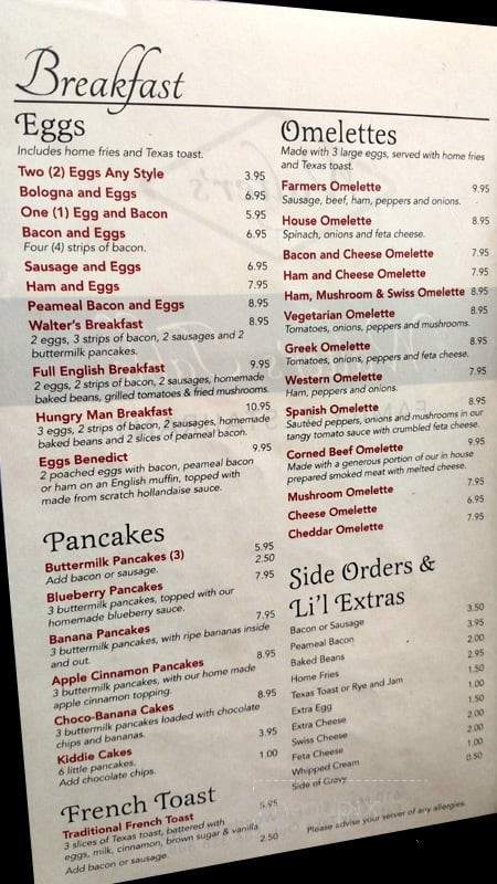Walter's Table - Woodstock, NB menu_pic