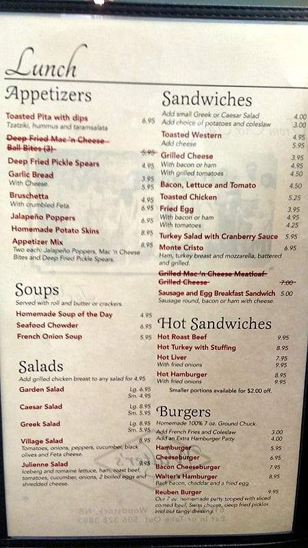 Walter's Table - Woodstock, NB menu_pic