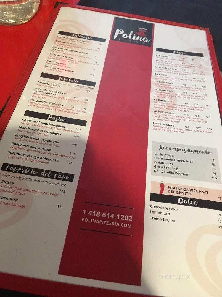 Polina Pizzeria - Ville de Quebec, QC menu_pic