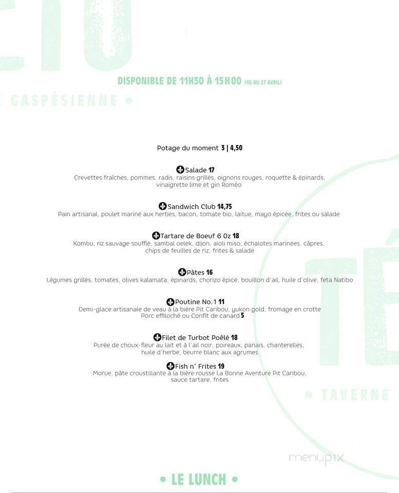 Tetu - Gaspe, QC menu_pic