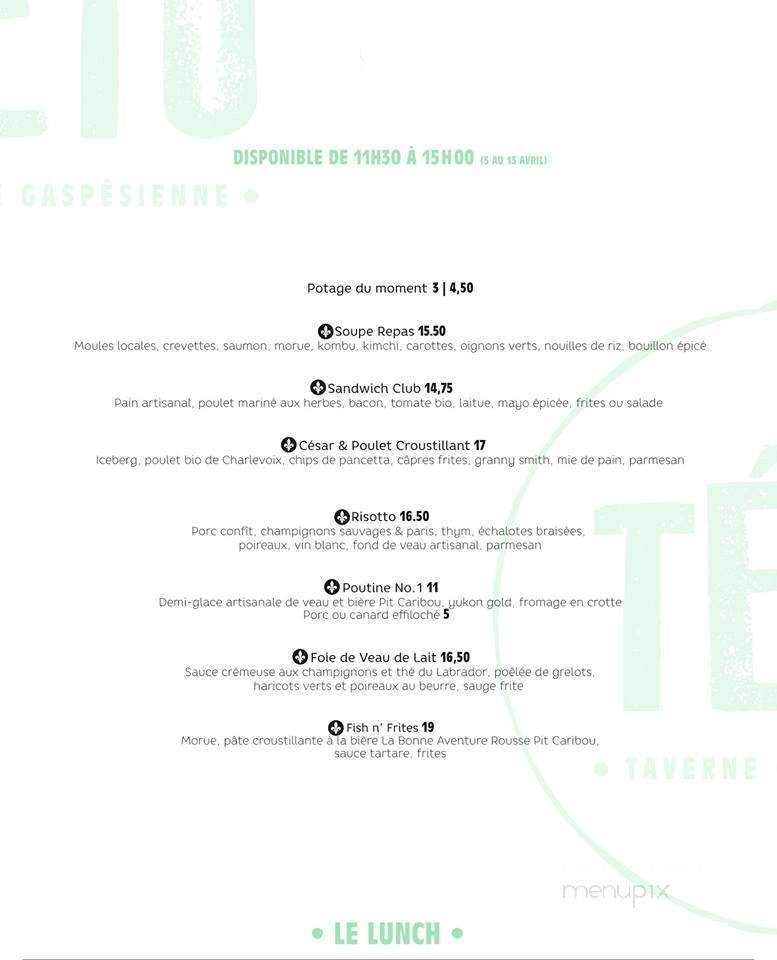 Tetu - Gaspe, QC menu_pic