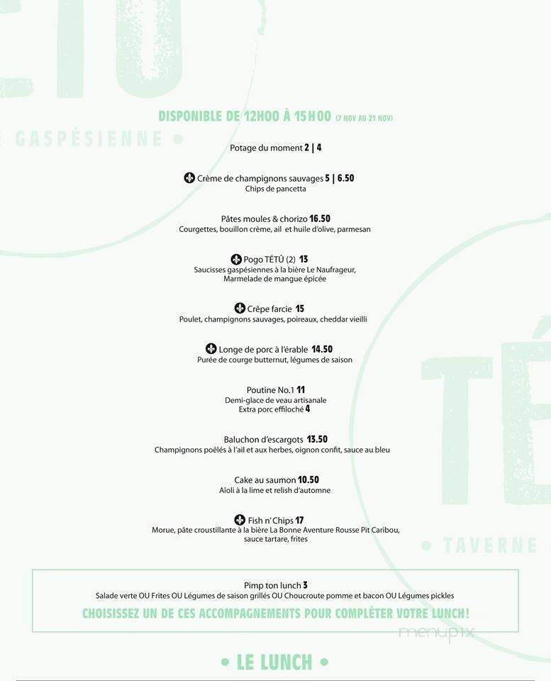Tetu - Gaspe, QC menu_pic