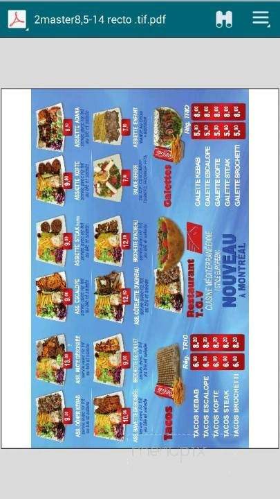 Restaurant TGV - Montreal, QC menu_pic