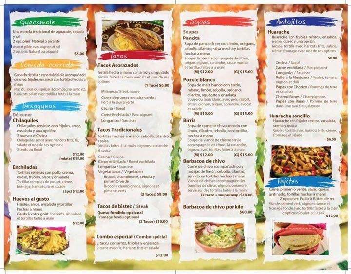 Mi Ranchito - Montreal, QC menu_pic