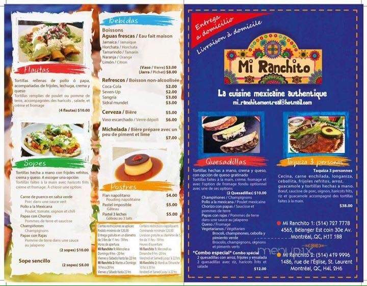 Mi Ranchito - Montreal, QC menu_pic