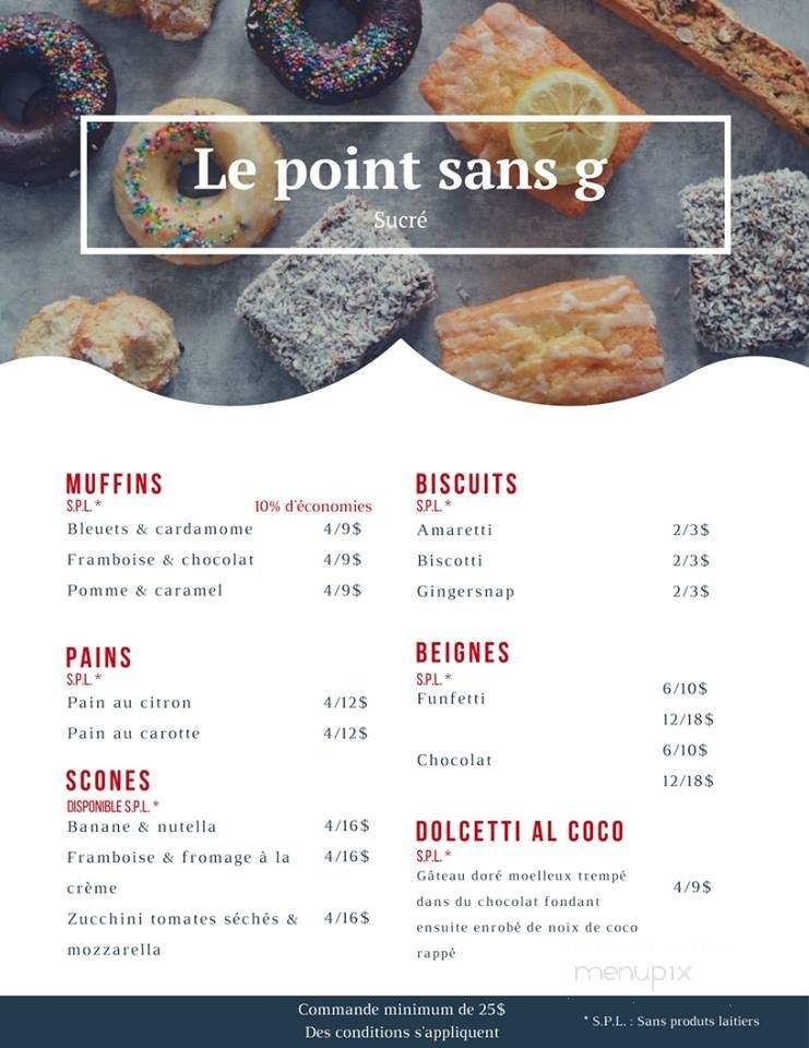 Le Point Sans G - Montreal, QC menu_pic