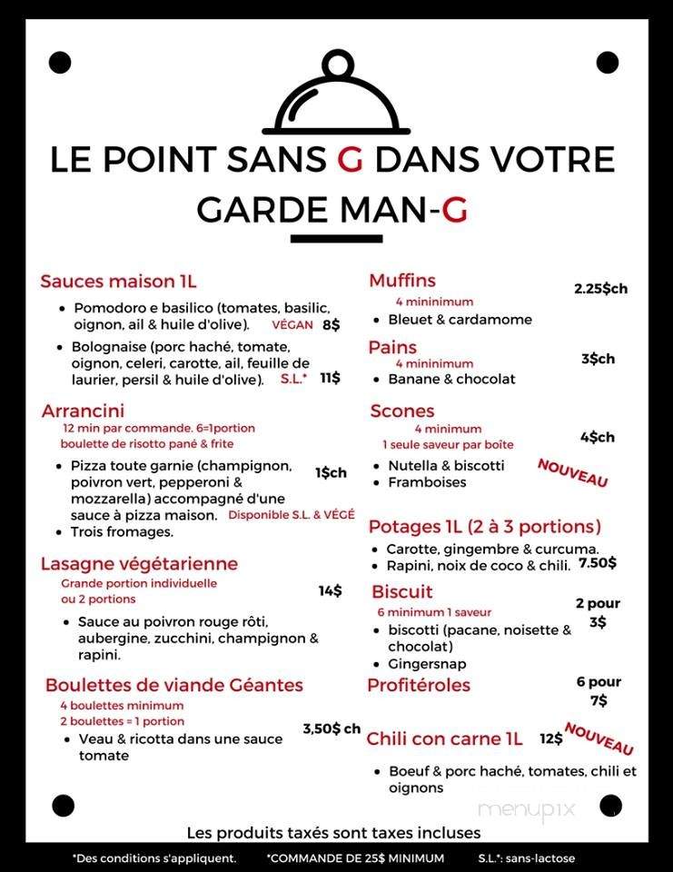 Le Point Sans G - Montreal, QC menu_pic