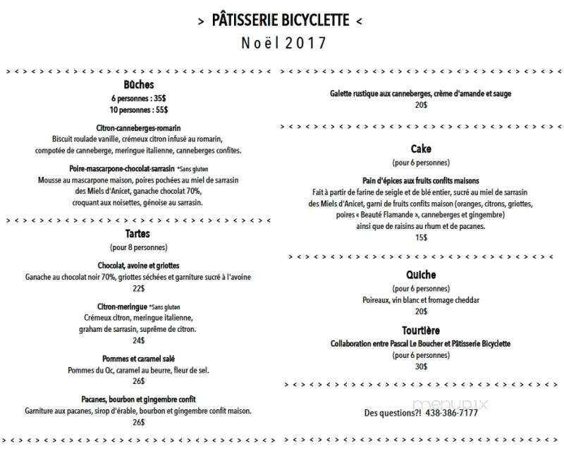 Patisserie Bicyclette - Montreal, QC menu_pic