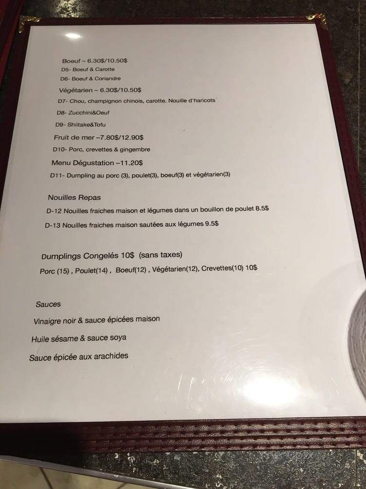 La Maison de Mademoiselle Dumpling - Montreal, QC menu_pic