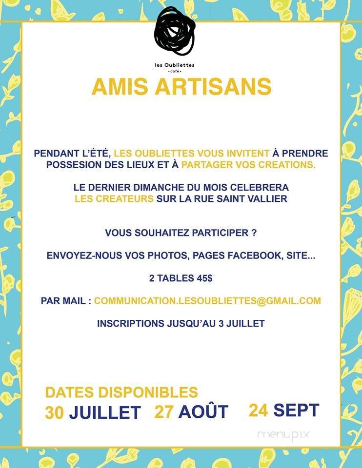 Cafe les Oubliettes - Montreal, QC menu_pic