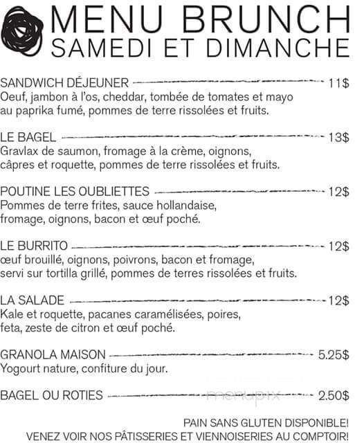 Cafe les Oubliettes - Montreal, QC menu_pic