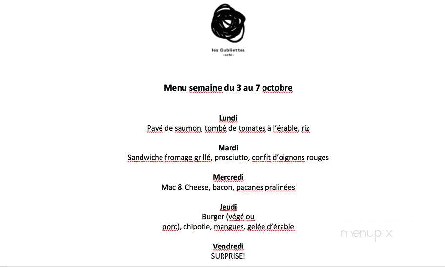 Cafe les Oubliettes - Montreal, QC menu_pic