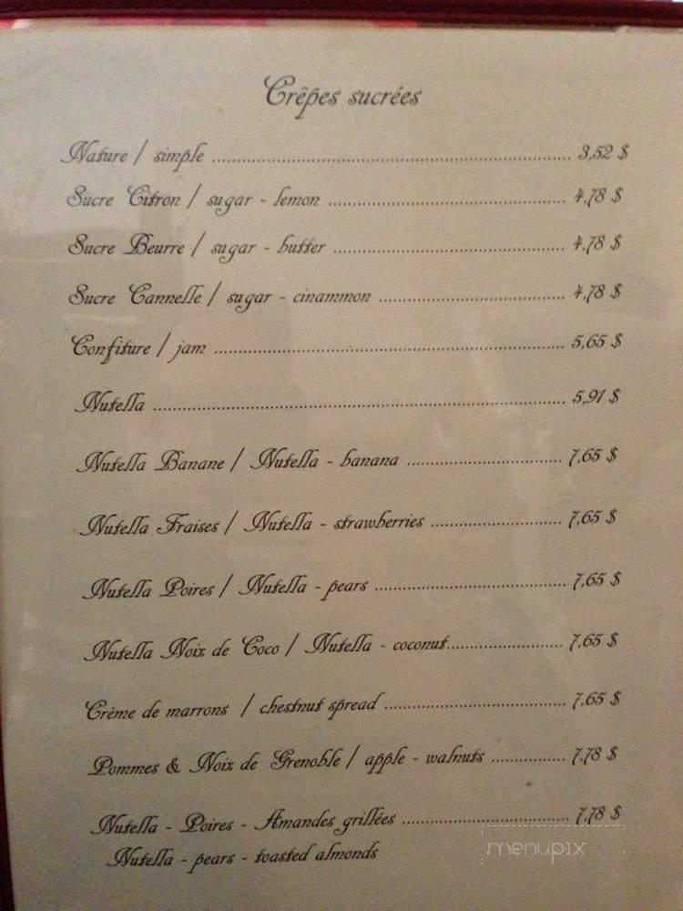 La Crepiere - Montreal, QC menu_pic