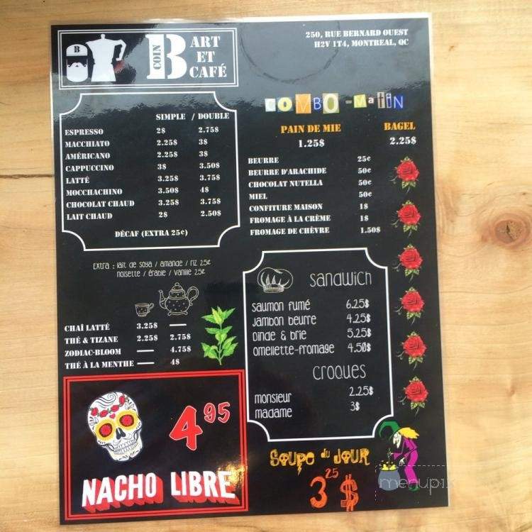 Le Coin B - Montreal, QC menu_pic
