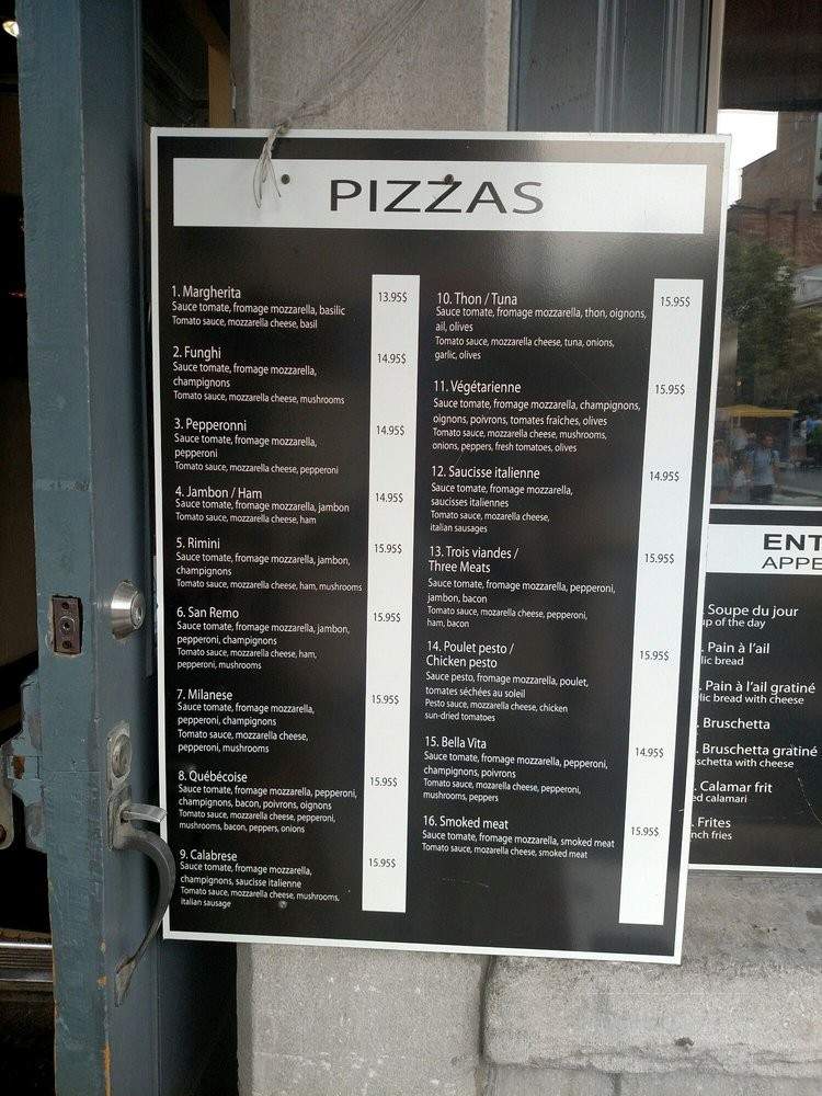 Bella Vita - Montreal, QC menu_pic