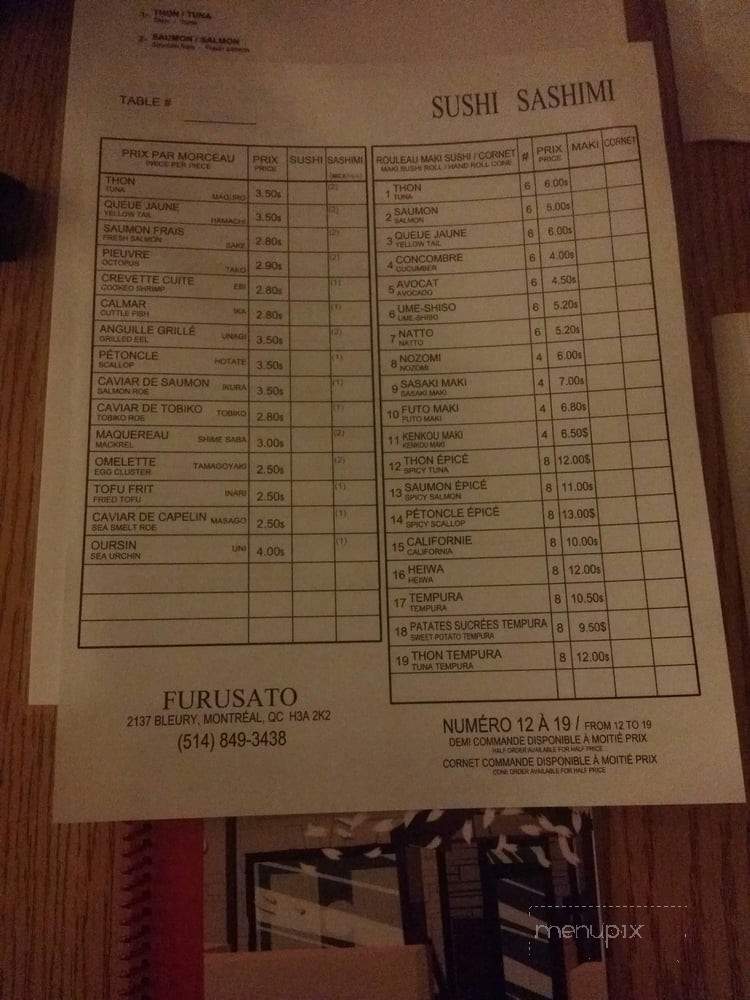 Bistro Japonais Furusato - Montreal, QC menu_pic