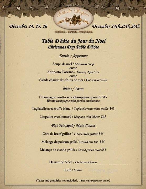 Osteria Antichi Sapori - Montreal, QC menu_pic