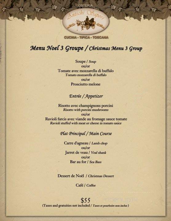 Osteria Antichi Sapori - Montreal, QC menu_pic