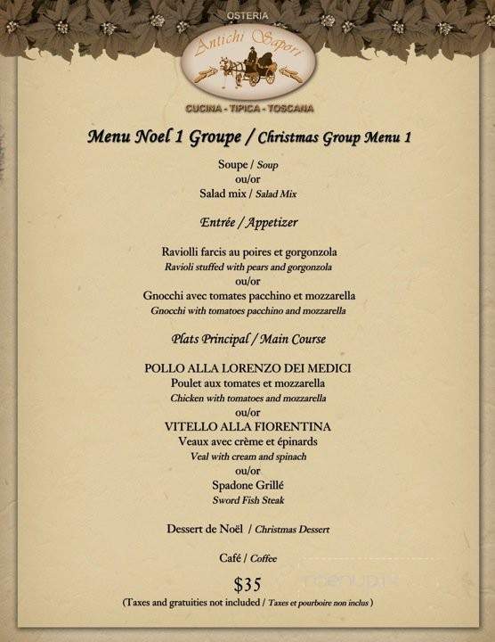 Osteria Antichi Sapori - Montreal, QC menu_pic