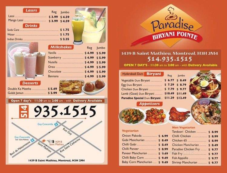 Paradise Biryani Pointe - Montreal, QC menu_pic