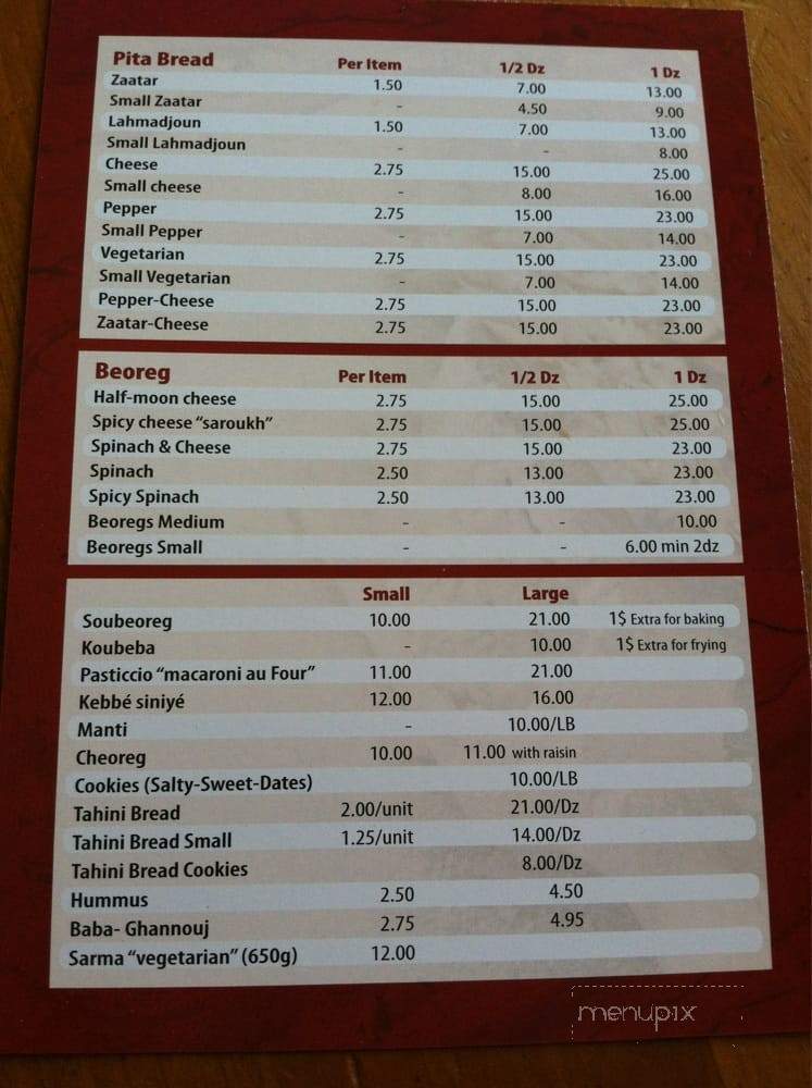 Boulangerie Seta - Montreal, QC menu_pic
