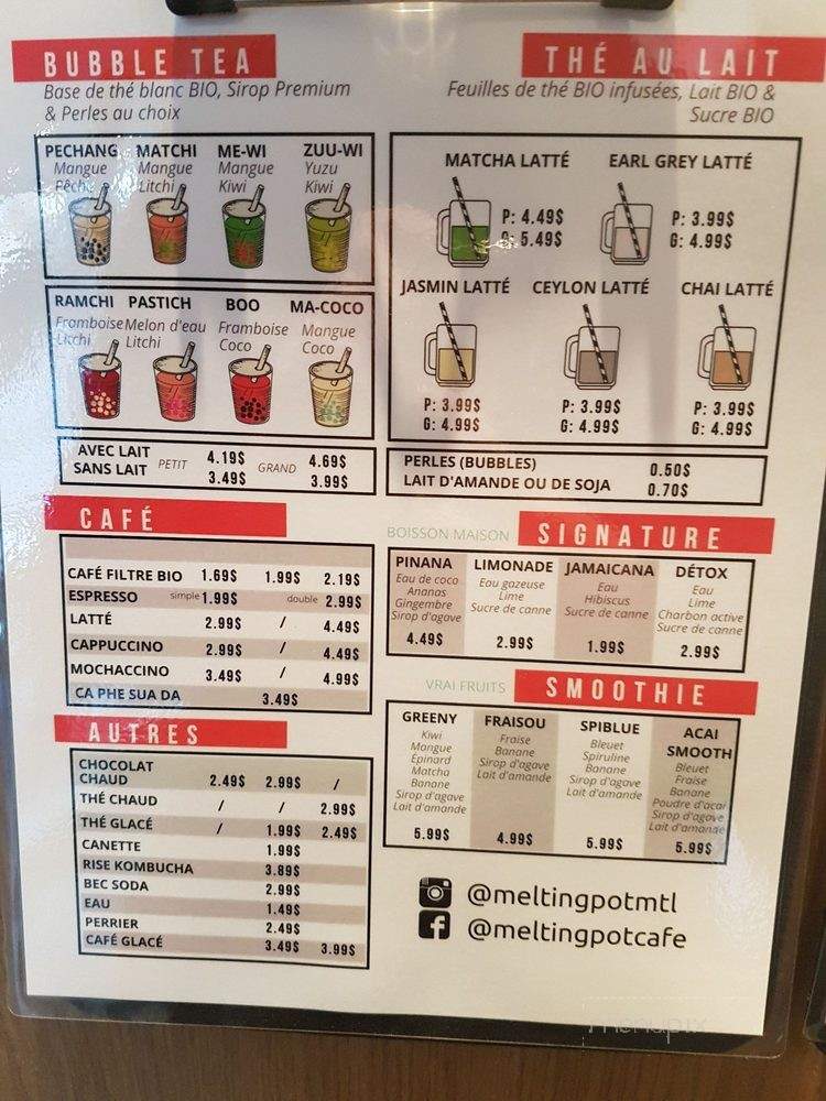 Melting Pot Cafe - Montreal, QC menu_pic