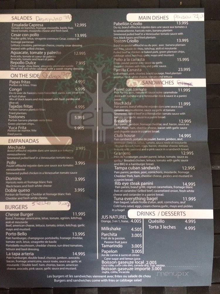 Ceiba Latin Bistro - Westmount, QC menu_pic