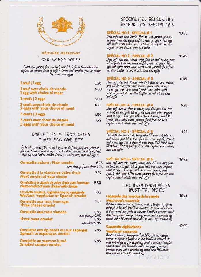 Cafe Benedictins - verdun, QC menu_pic
