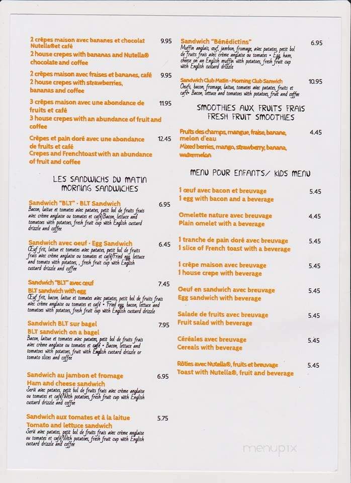 Cafe Benedictins - verdun, QC menu_pic
