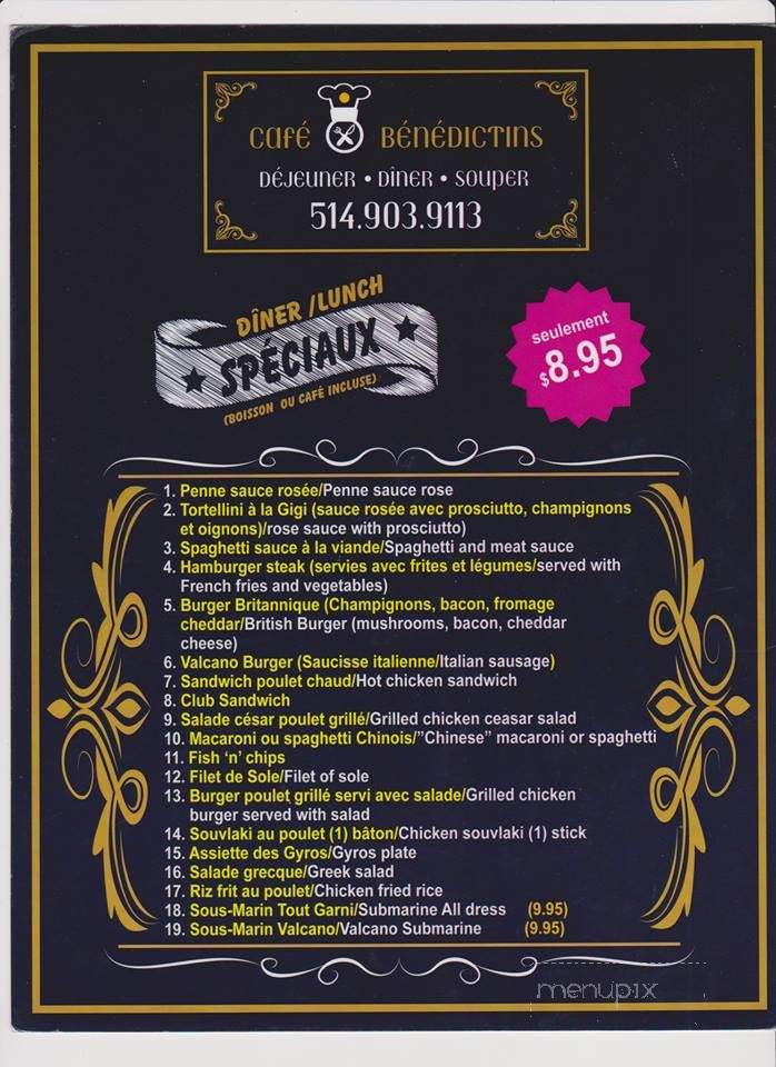 Cafe Benedictins - verdun, QC menu_pic