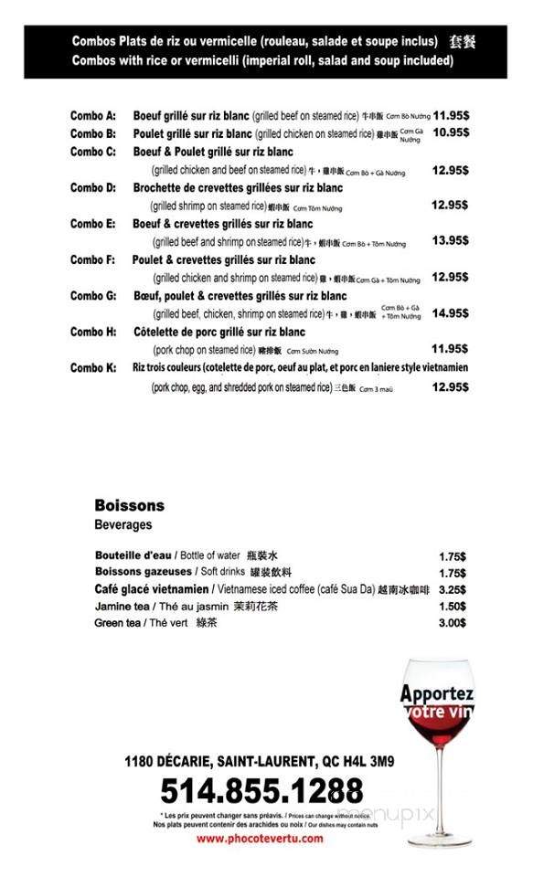 Pho Cote-Vertu - Montreal, QC menu_pic