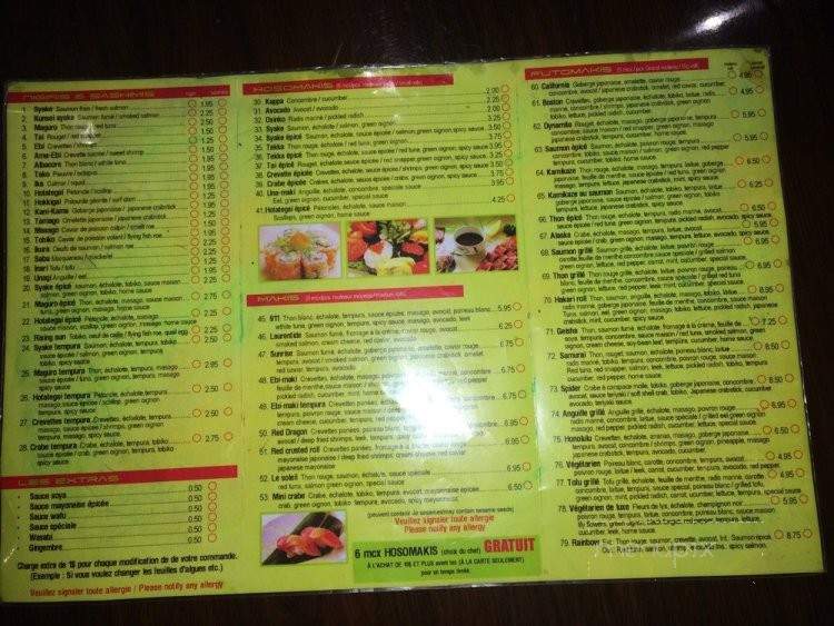 Hakari Sushi - Laval, QC menu_pic