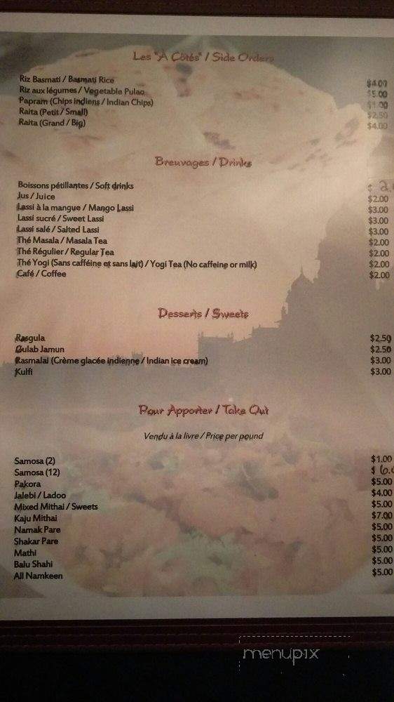 Les Delices du Punjab - Lasalle, QC menu_pic