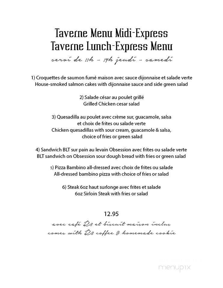 Taverne de la Ferme - Ormstown, QC menu_pic